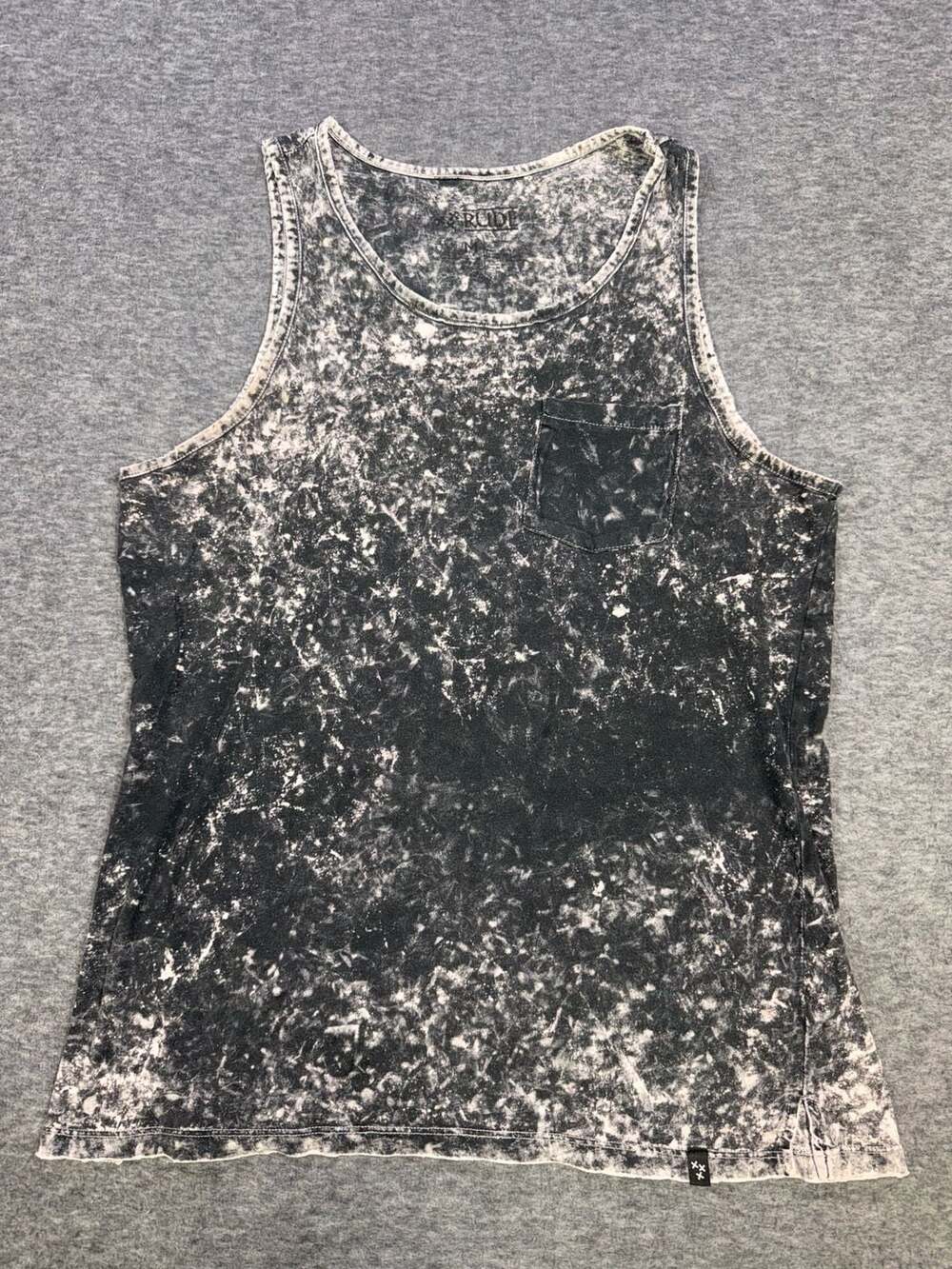 Rude Acid Wash Pocket Tank Top Size Medium
